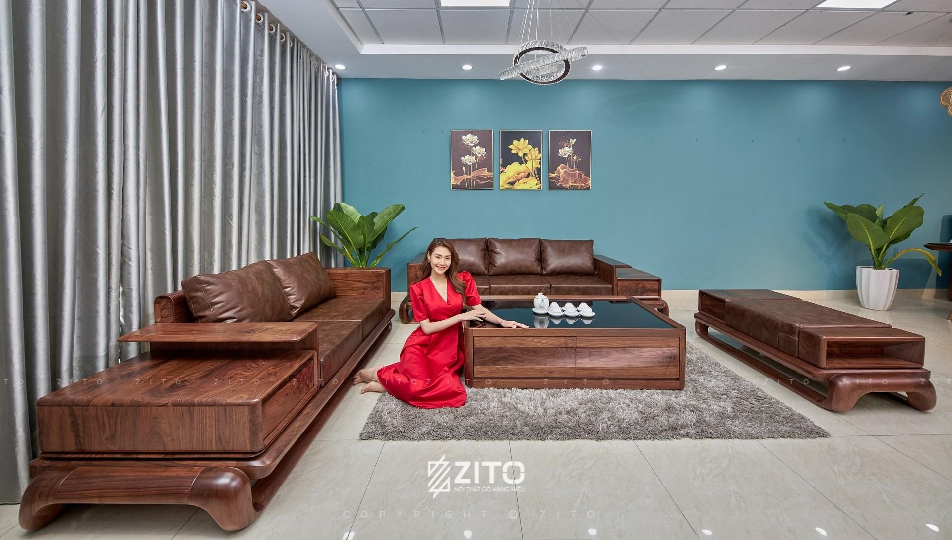Mẫu Sofa gỗ chữ U cho biệt thự ZITO